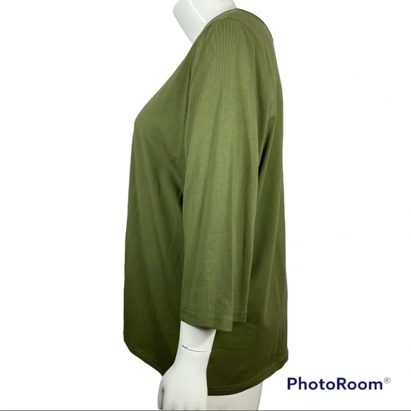 Denim & Co army green top - Picture 7 of 9